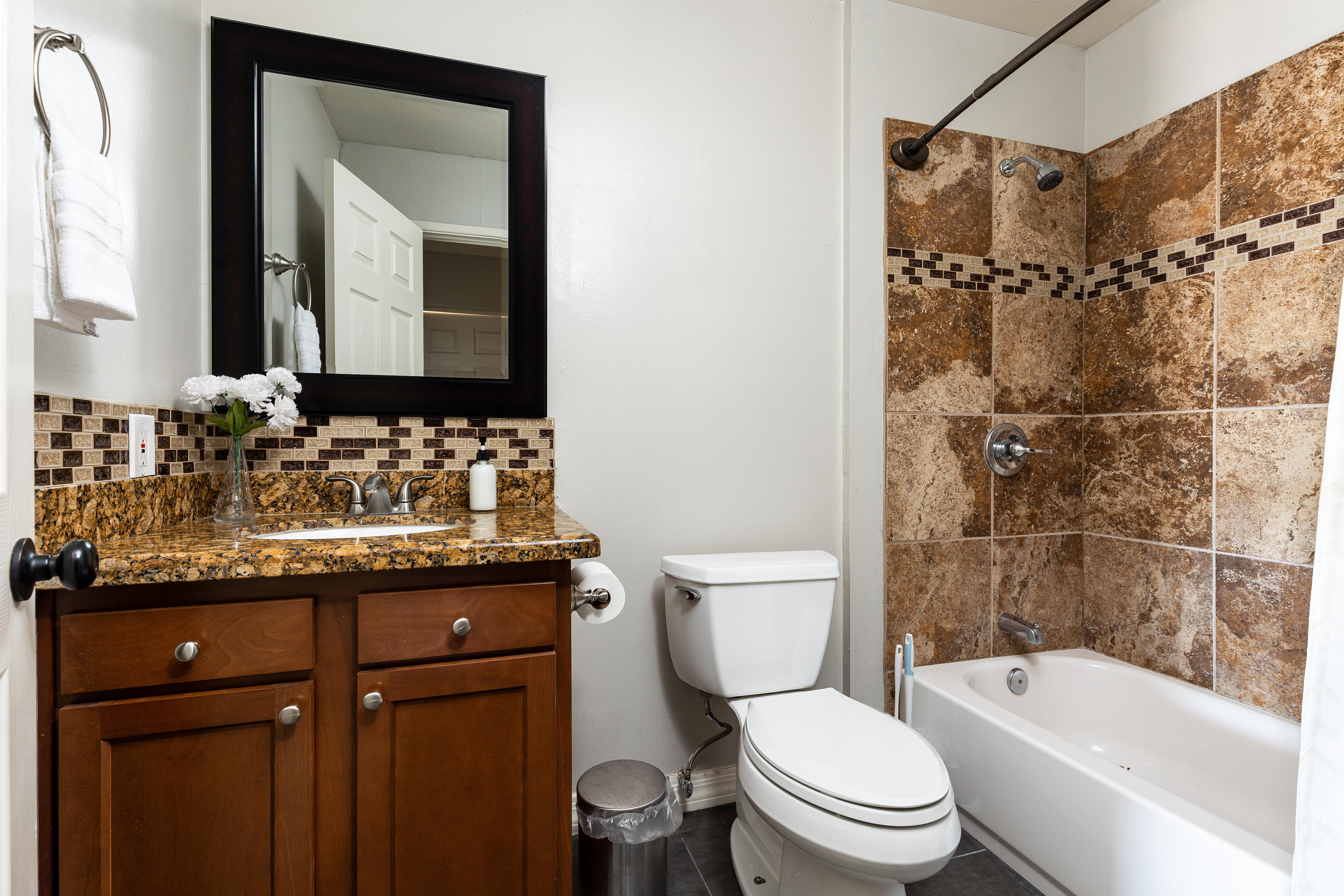Monterey house bathroom vanity and shower